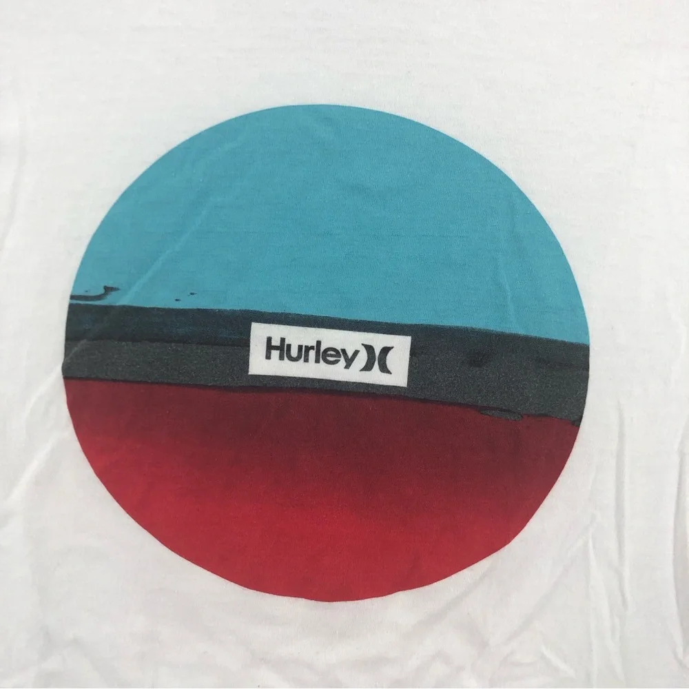 Hurley Tshirt Mens Medium Spellout Logo White Shirt